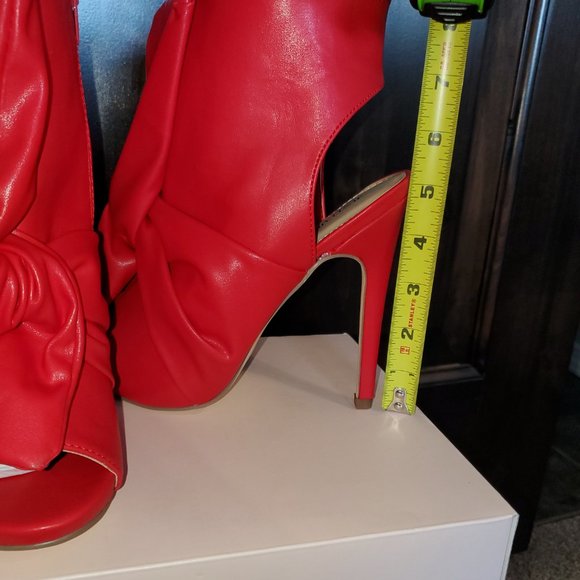 2/$35   Red Peep-toe bootie, 7.5 'divine' - Picture 2 of 6